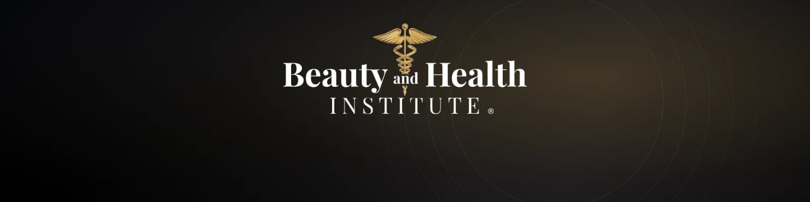 Beauty and Health Institute brand banner — a gold caduceus above the Beauty and Health Institute wordmark, over a black field